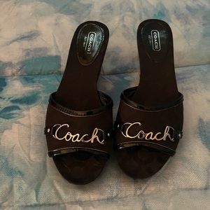 Black Coach Wedge Sandal
